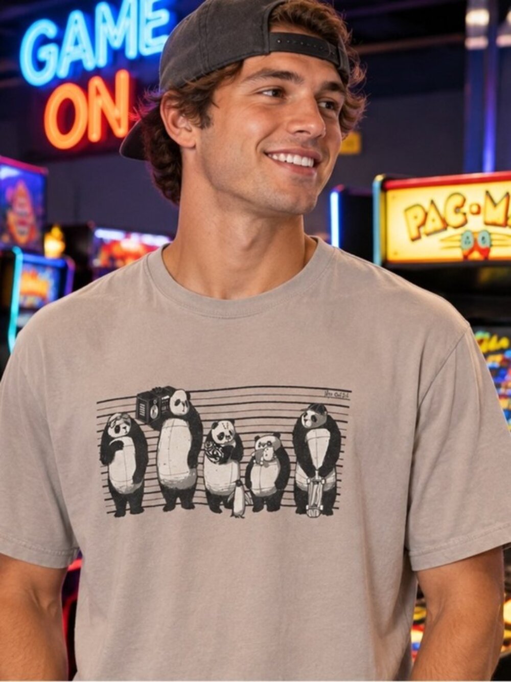 Men’s Next Level Apparel Panda Lineup Tee – XL, 100% Cotton